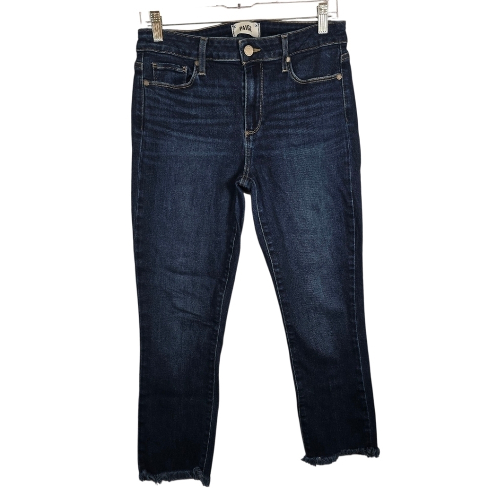 PAIGE Women's Midnight Blue Verdugo Ankle Jeans Raw Hem Size 30